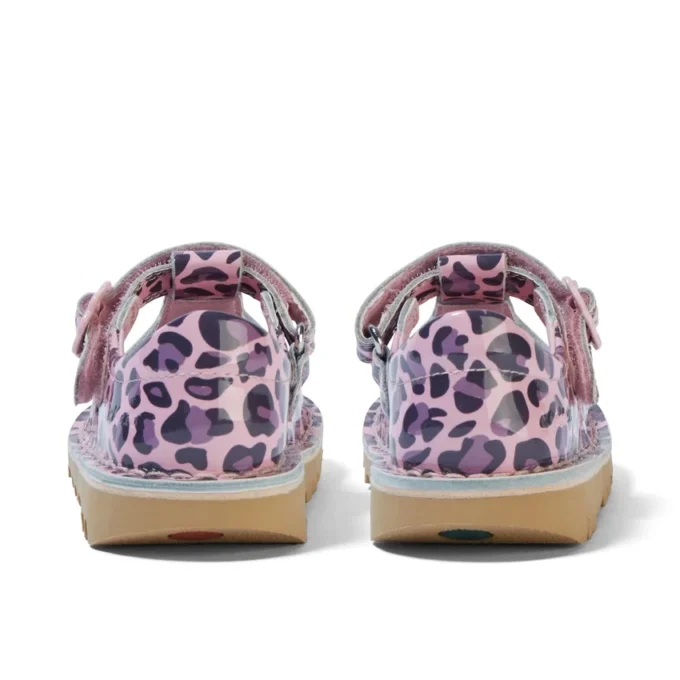 Kick T Bar voor babymeisjes, luipaardprint, lakleer, roze
