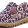Kick T Bar voor babymeisjes, luipaardprint, lakleer, roze