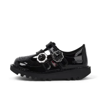 Kick T-Bar voor babymeisjes, Meadow, lakleder, zwart