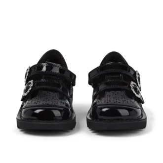 Kick T-Bar voor babymeisjes, Meadow, lakleder, zwart
