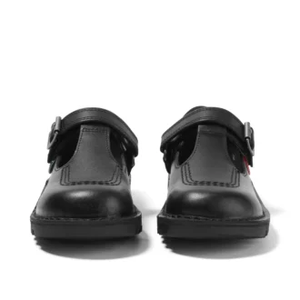 Kick T-Bar voor babymeisjes, zwart veloursleer
