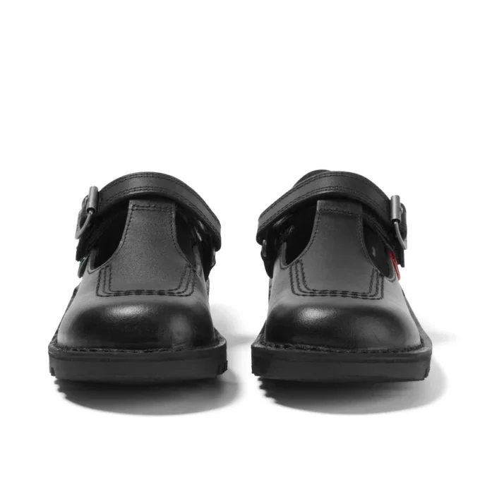 Kick T-Bar voor babymeisjes, zwart veloursleer