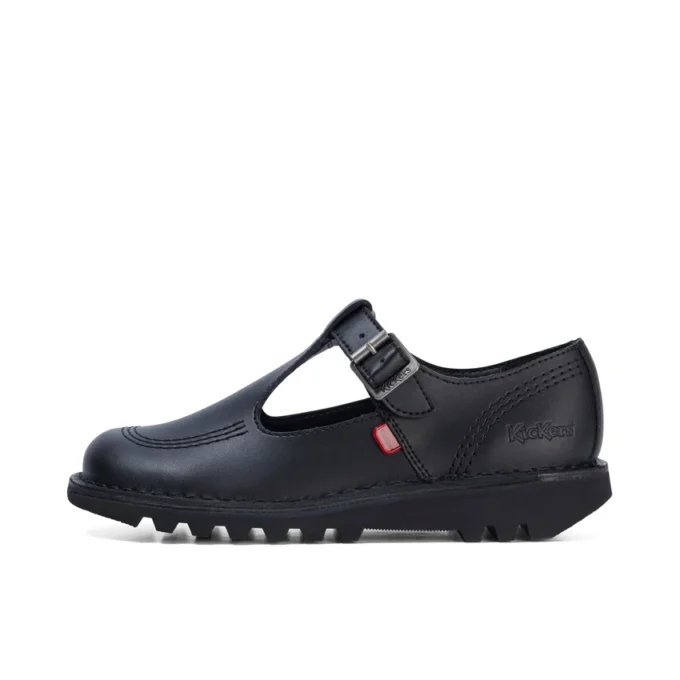 Kick T-Bar voor volwassen dames, leer, zwart