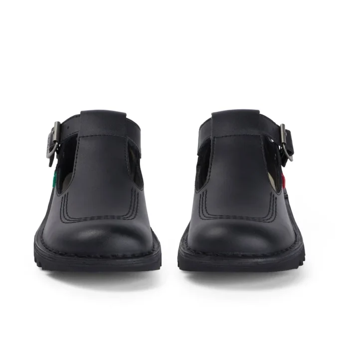 Kick T-Bar voor volwassen dames, leer, zwart