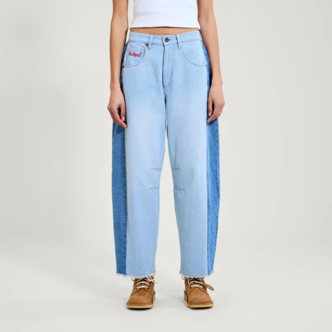 Kickers Classic Wide Leg Barrel-jeans voor volwassen dames, blauw