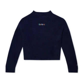 Kickers gebreid vest met boothals en wijde mouwen voor volwassen dames, marineblauw