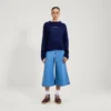 Kickers gebreid vest met boothals en wijde mouwen voor volwassen dames, marineblauw