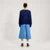 Kickers gebreid vest met boothals en wijde mouwen voor volwassen dames, marineblauw