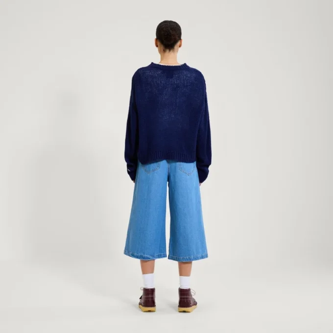 Kickers gebreid vest met boothals en wijde mouwen voor volwassen dames, marineblauw