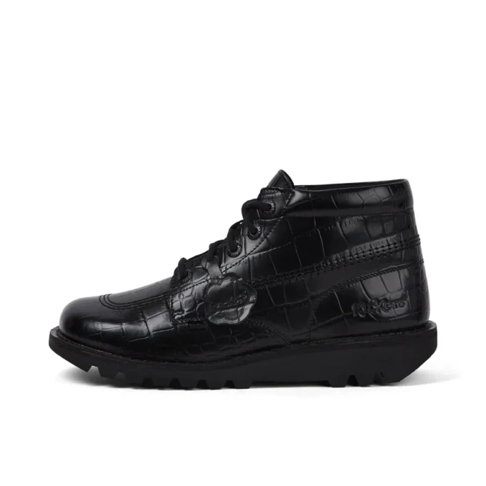 Kickers Kick Hi Croc leren laarzen voor volwassenen, unisex, zwart Kickers Kick Hi Croc leren laarzen voor volwassenen, unisex, zwart