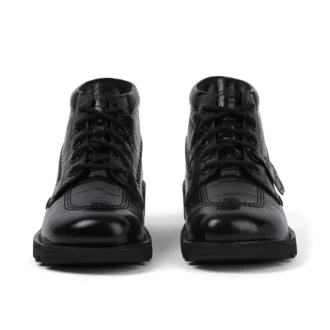 Kickers Kick Hi Croc leren laarzen voor volwassenen, unisex, zwart