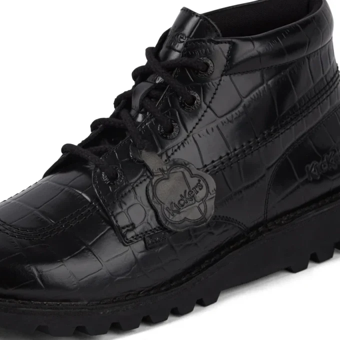 Kickers Kick Hi Croc leren laarzen voor volwassenen, unisex, zwart Kickers Kick Hi Croc leren laarzen voor volwassenen, unisex, zwart
