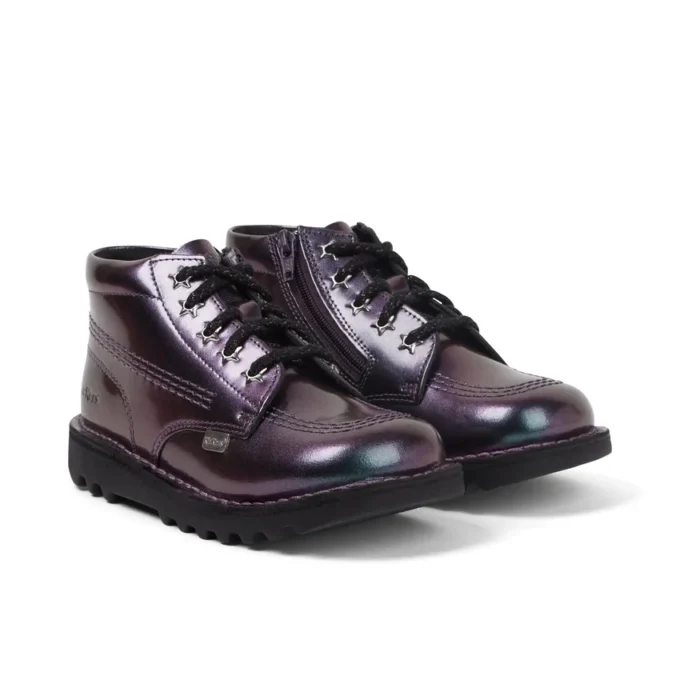 Kickers Kick Hi Galactic voor babymeisjes, paars