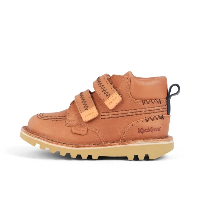 Kickers Kick Hi Roll ZigZag-laarzen voor babyjongens, leer, bruin