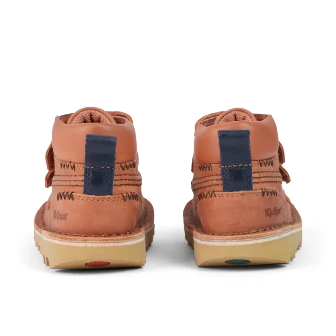 Kickers Kick Hi Roll ZigZag-laarzen voor babyjongens, leer, bruin