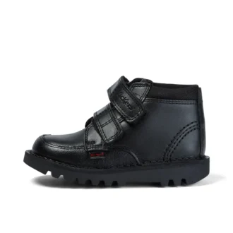 Kickers Kick Hi Scuff voor babyjongens, leer, zwart
