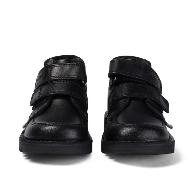Kickers Kick Hi Scuff voor babyjongens, leer, zwart