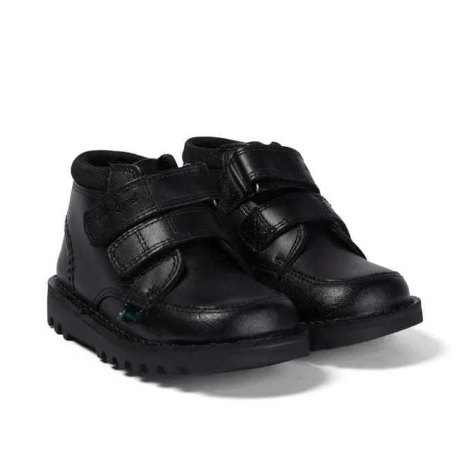 Kickers Kick Hi Scuff voor babyjongens, leer, zwart