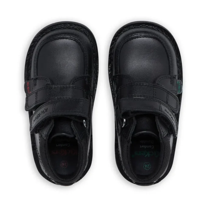 Kickers Kick Hi Scuff voor babyjongens, leer, zwart