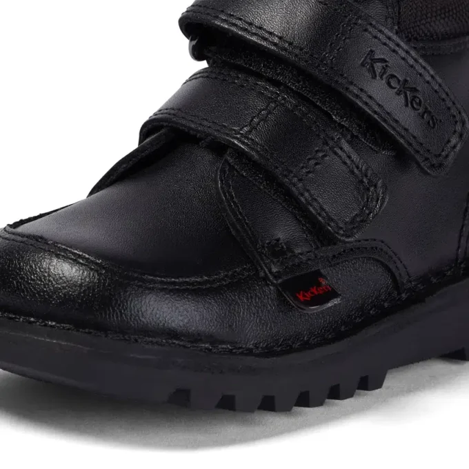 Kickers Kick Hi Scuff voor babyjongens, leer, zwart