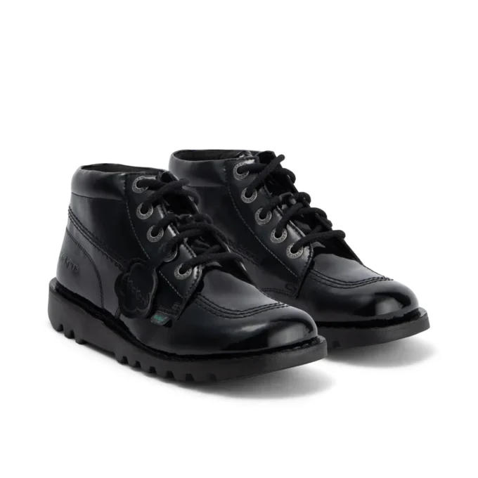 Kickers Kick Hi voor volwassen dames, alternatief voor leer, lakleer, zwart