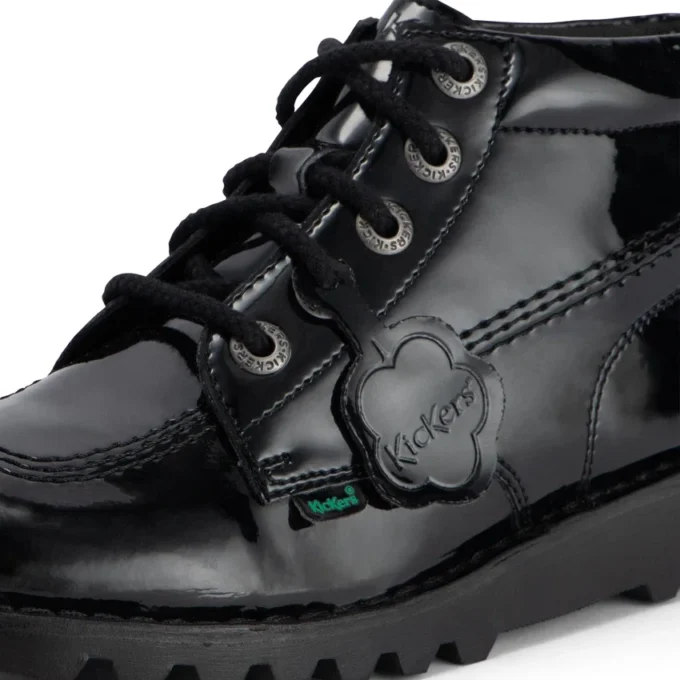 Kickers Kick Hi voor volwassen dames, alternatief voor leer, lakleer, zwart