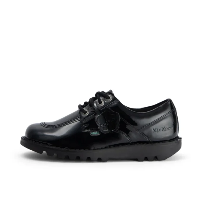 Kickers Kick Lo voor volwassen dames, leer en alternatief lakleer, zwart