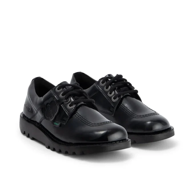 Kickers Kick Lo voor volwassen dames, leer en alternatief lakleer, zwart