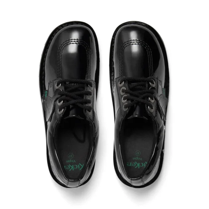 Kickers Kick Lo voor volwassen dames, leer en alternatief lakleer, zwart