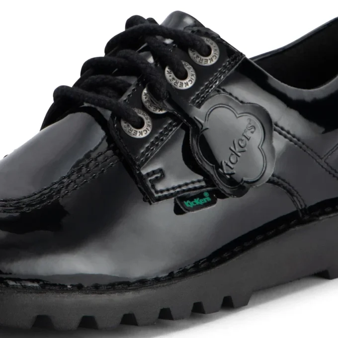 Kickers Kick Lo voor volwassen dames, leer en alternatief lakleer, zwart