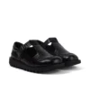 Kickers T-bar voor dames, krokodillenleer, zwart