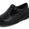 Kickers T-bar voor dames, krokodillenleer, zwart