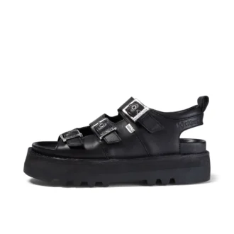 Knox Lo Buckle leren sandaal voor volwassen vrouwen, zwart