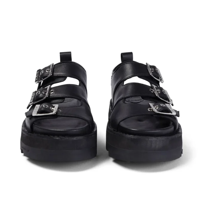 Knox Lo Buckle leren sandaal voor volwassen vrouwen, zwart