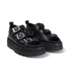 Knox Lo Buckle leren sandaal voor volwassen vrouwen, zwart