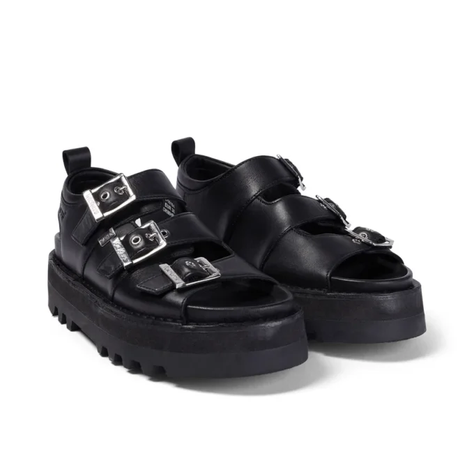 Knox Lo Buckle leren sandaal voor volwassen vrouwen, zwart