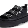 Knox Lo Buckle leren sandaal voor volwassen vrouwen, zwart