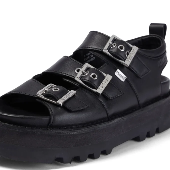 Knox Lo Buckle leren sandaal voor volwassen vrouwen, zwart