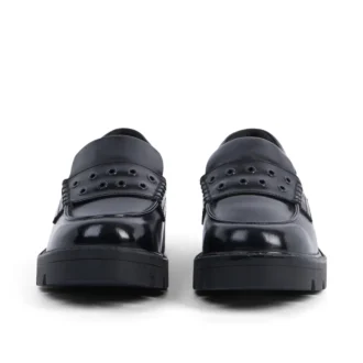 Kori Loafer voor volwassen dames, met klinknagels, leer, zwart