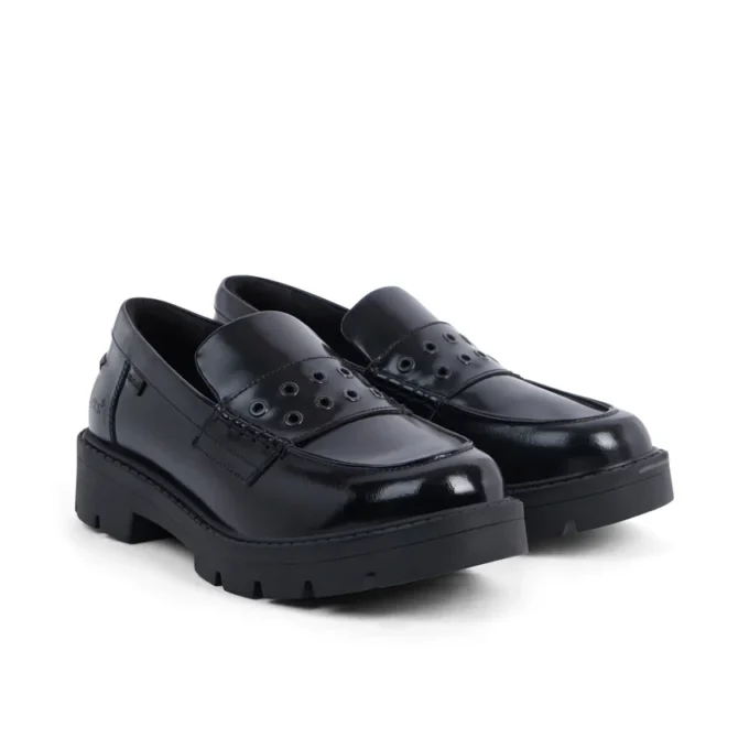 Kori Loafer voor volwassen dames, met klinknagels, leer, zwart