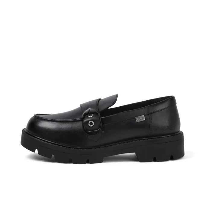 Kori Monk Strap Leren Loafer voor Dames, Zwart