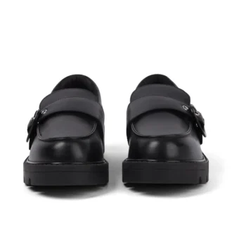 Kori Monk Strap Leren Loafer voor Dames, Zwart