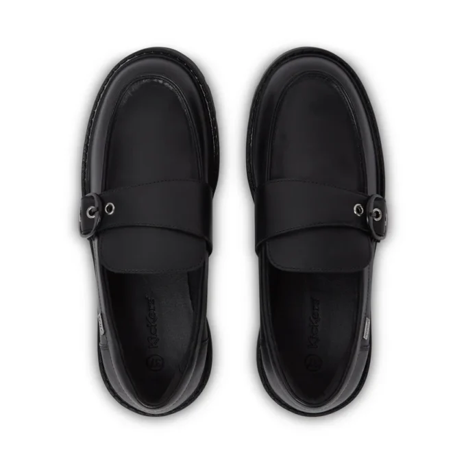 Kori Monk Strap Leren Loafer voor Dames, Zwart