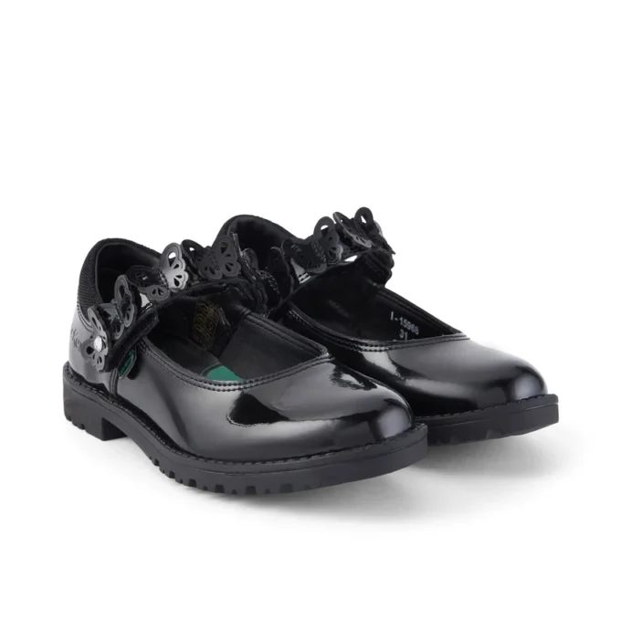 Lachly Butterfly MJ voor meisjes, zwart lakleer