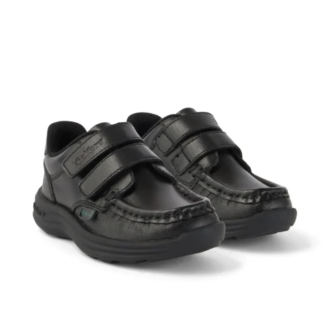 Reasan Twin Vel Leren Schoenen voor Jongens, Zwart