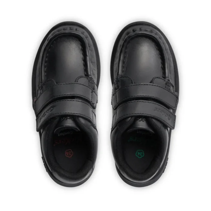 Reasan Twin Vel Leren Schoenen voor Jongens, Zwart
