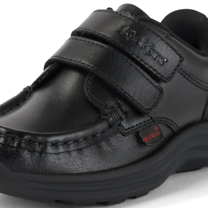Reasan Twin Vel Leren Schoenen voor Jongens, Zwart