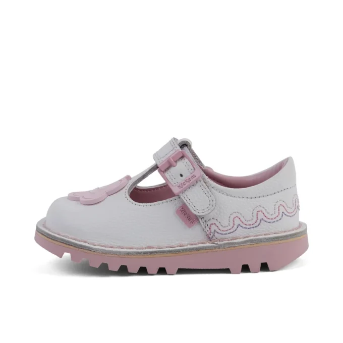 T-Bar Wave-schoenen voor babymeisjes, wit leer
