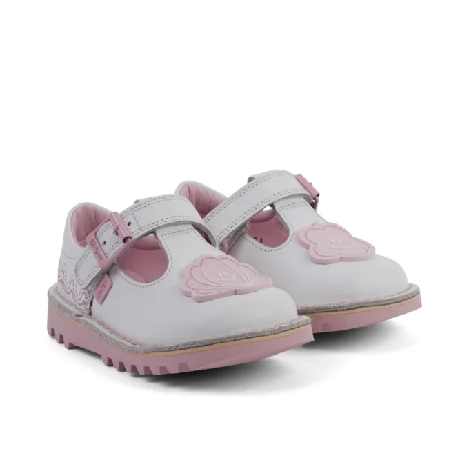 T-Bar Wave-schoenen voor babymeisjes, wit leer