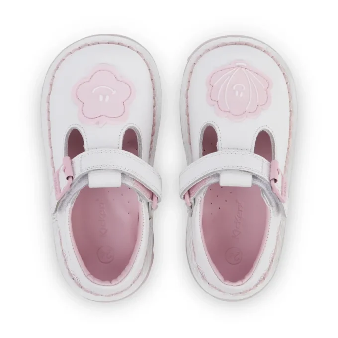 T-Bar Wave-schoenen voor babymeisjes, wit leer